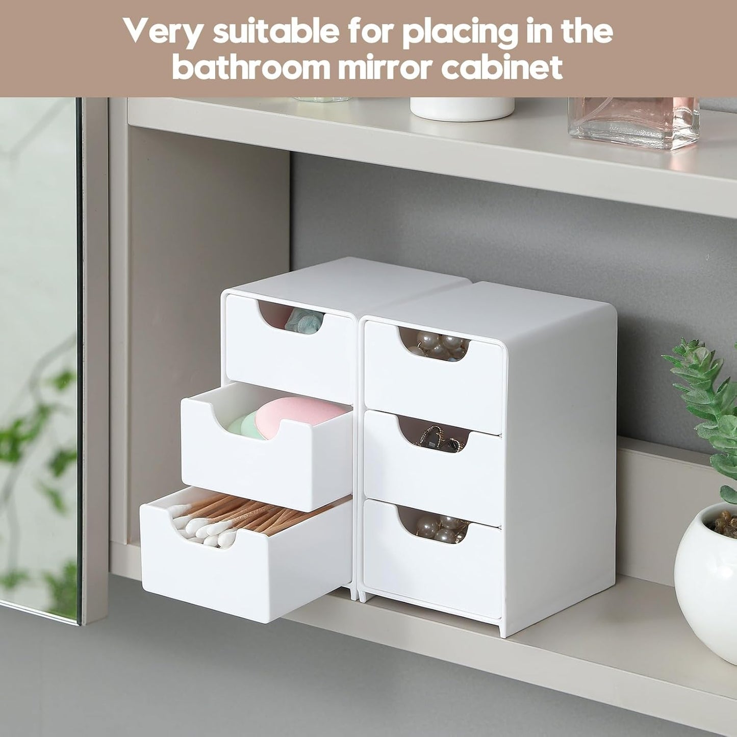 Mini White Plastic 3-Drawer Organizer for Girls’ Hair Accessories, Jewelry & Makeup – Small Storage Box for Clips, Scrunchies, Desk & Bathroom Essentials