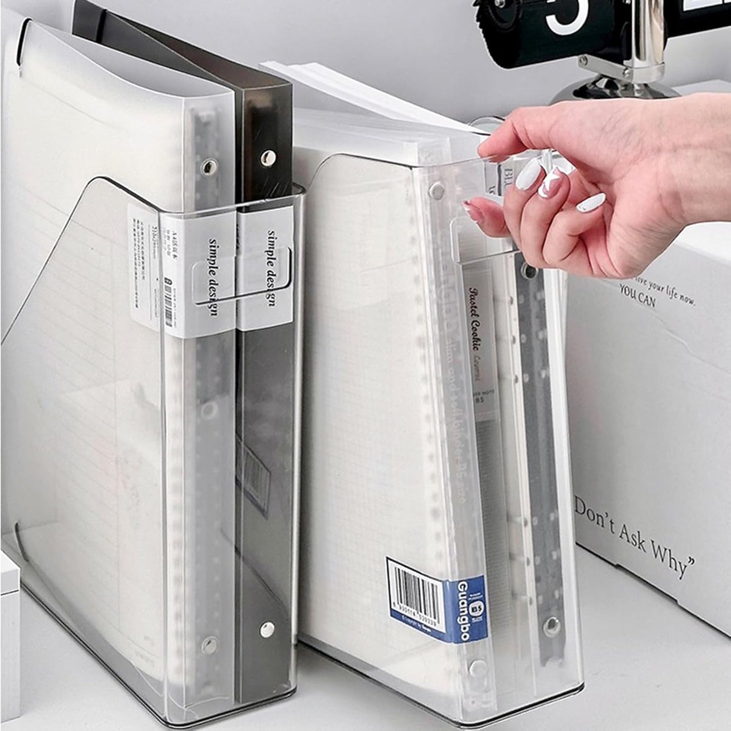 2-Pack Clear Acrylic Vertical Magazine File Holders – Desktop Organizer for Books, Documents, Binders, Envelopes, Includes 3 Bonus Silicone Bookmarks