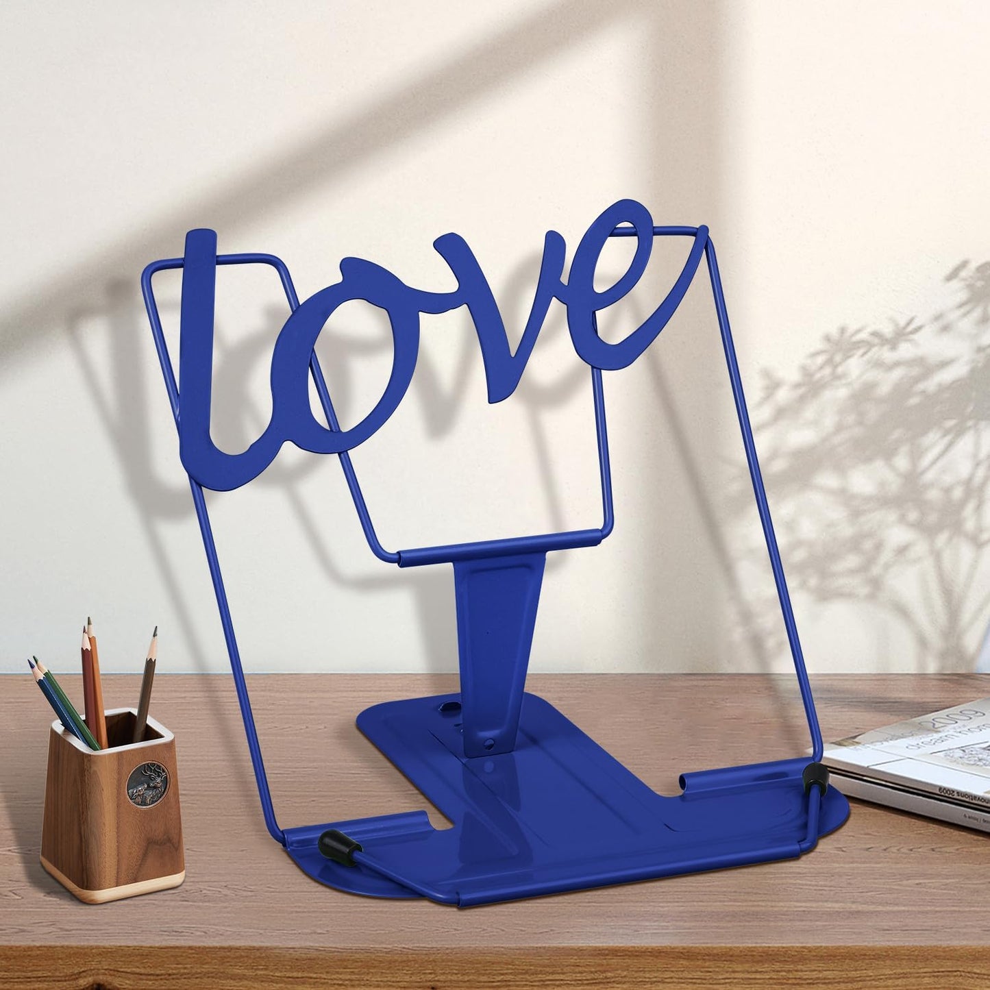 Honagu Adjustable Metal Book Holder, Document Holder, Sturdy Typing Stand for Cookbooks, Textbooks, Tablets, Music Books (Green)