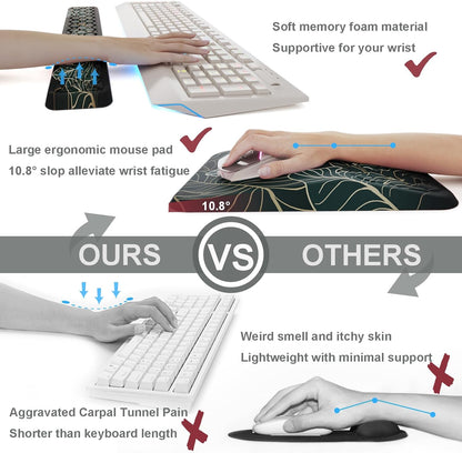 Ospelelf Mouse Pad with Wrist Rest and Keyboard Wrist Rest, Ergonomic Wrist Rest for Computer, Office, Gaming, Pink