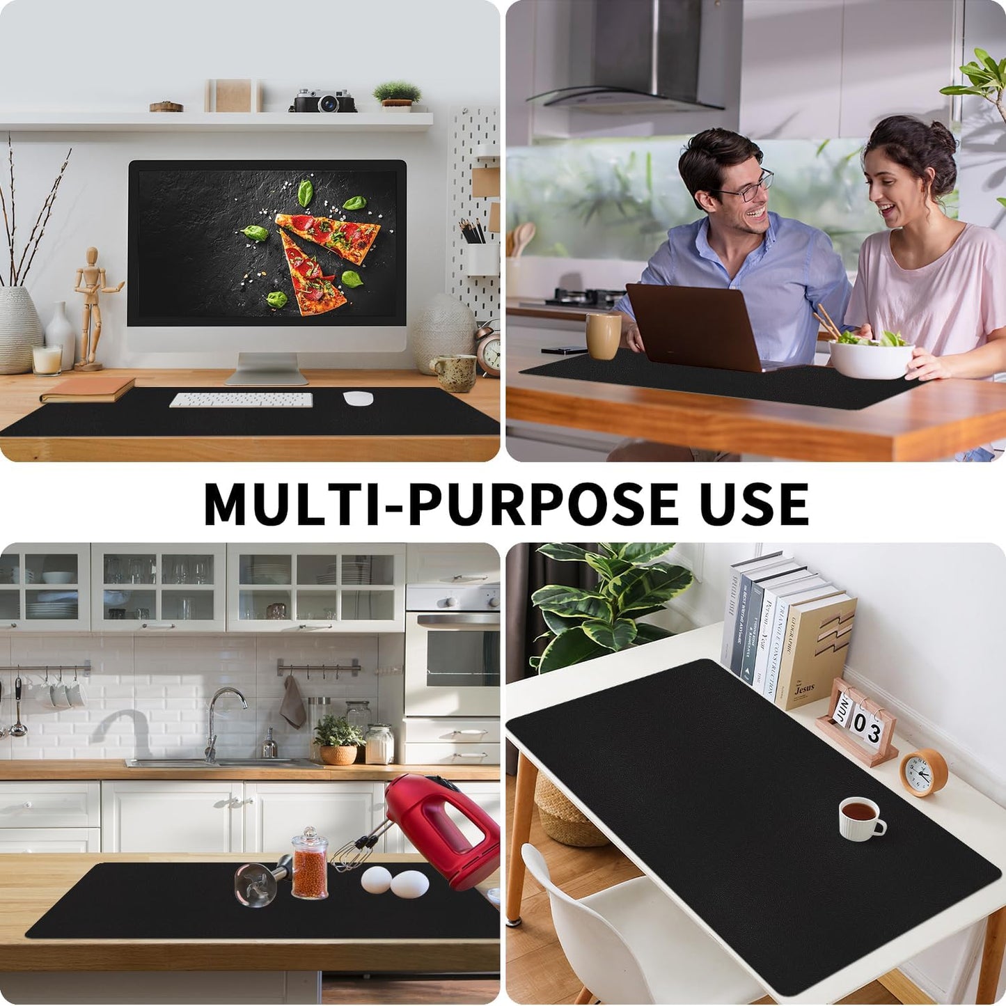 Bloss Leather Desk Pad and Keyboard Wrist Rest, Large Mouse Pad + Keyboard Pad+Mouse Wrist Support, Non-Slip Desk Mat Protector for Office, Home(31.5×15.7 Inches,Beige)