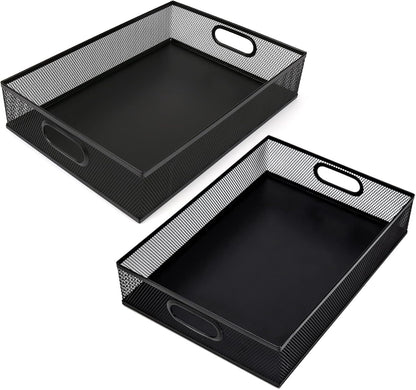 Desk Drawer Organizer, A4 Large Metal Mesh Desk Rrganizer Tray, Versatile Storage Box Set for Office Home Supplies,13 x 9 inches