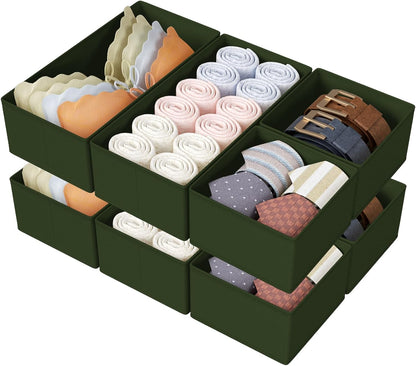DIMJ Drawer Organizers Clothes, Dresser Organizer Bins for Baby Clothes,Underwear and Sock, Fabric Closet Organization and Storage Boxs, Drawer Dividers for Nursery, Clothing, Tie - 4 Pack, Beige