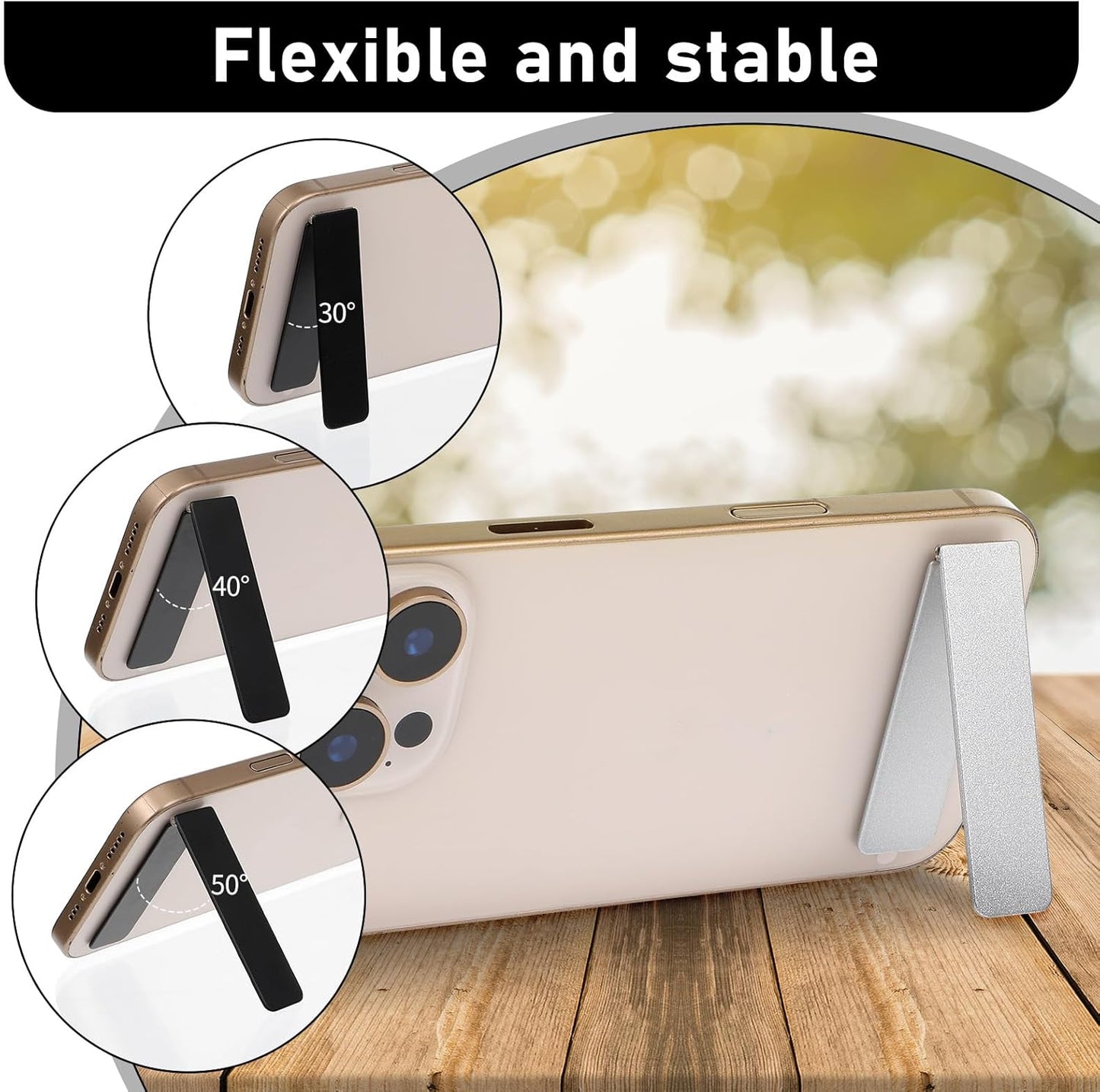 Ptwola 2 Pack Ultra-Thin Cell Phone Holder Adjustable Horizontal Phone Stand Invisible Foldable Desk Holder Mini Cell Phone Kickstand Accessories Compatible with Most Smartphone Universal Model