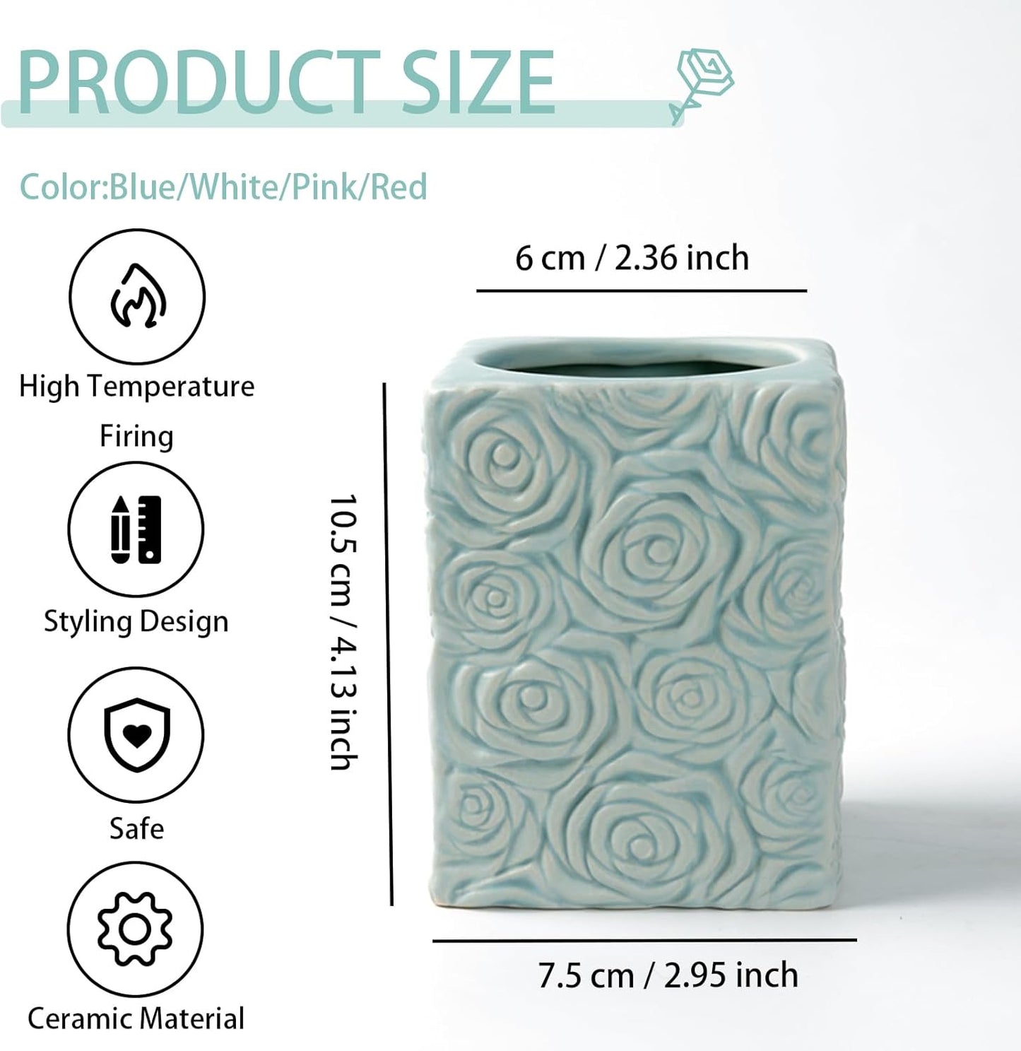 Ceramic Cactus Pen Holder, Cactus Decor Cute Pencil Holder, Makeup Brush Holder for Home, Office Desk Accessories(Dark Green)