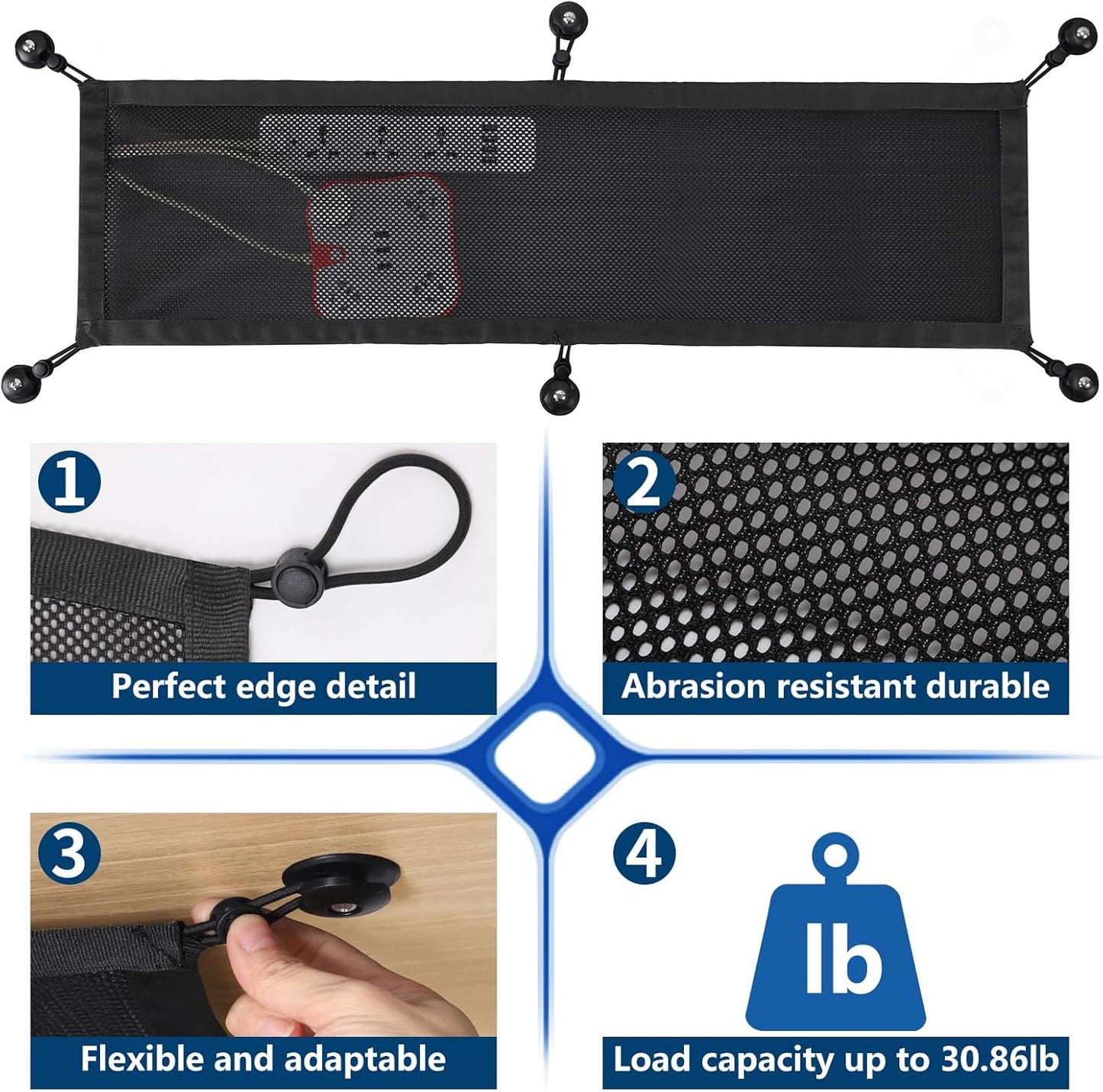 WurdeWindig Cable Management Net, Black Cable Manager Kit,Flexible Under Desk Mesh, Extra Large Capacity Cable Organization,Hide Cables for Desktop, 37.5 * 9.5Inches，Suitable for Large Desks.
