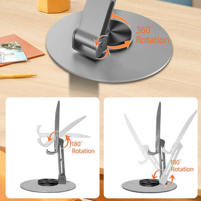 Universal Metal Cell Phone Stand, Multi-Angel Adjustable 360° Rotation Non-Slip Metal Phone Stand Compatible with iPhone 17 16 Pro Max and All Smartphones (Purple)