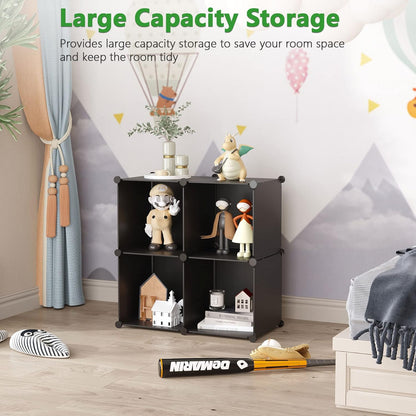 C&AHOME Cube Storage Organizer, 4-Cube Shelves Units, Closet Cabinet, DIY Plastic Modular Book Shelf Ideal for Bedroom, Living Room, Office, 24.8" L x 12.4" W x 24.8" H Milky UPCS04M