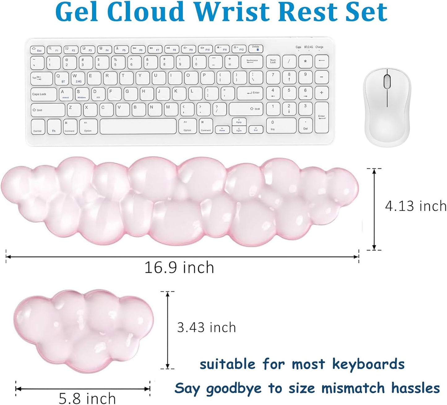 Clear Gel Wrist Rest for Keyboard, Keyboard Wrist Rest for Typing Pain Relief, Ergonomic Keyboard Arm Rest, Suitable for Office, Gaming, Computer, Laptop - Pink