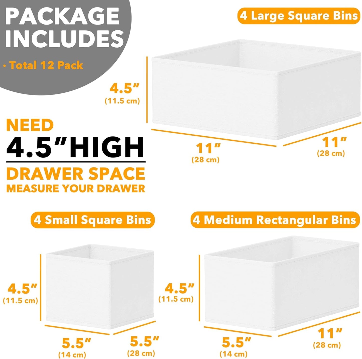SpaceAid Drawer Organizer for Clothes, 18 Pack Dresser Drawer Organizer Bins, Closet Organizers and Storage Dividers for Clothing, Underwears, Socks (Beige)