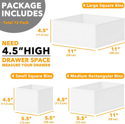SpaceAid Drawer Organizer for Clothes, 18 Pack Dresser Drawer Organizer Bins, Closet Organizers and Storage Dividers for Clothing, Underwears, Socks (Beige)