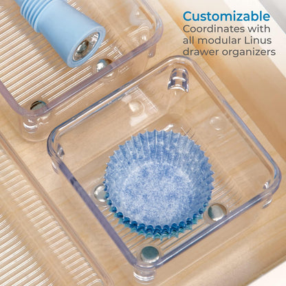 iDesign Plastic Drawer Organizer Bins - Storage for Kitchen, Bathroom, and Desk Drawers - Set of 6 - Clear