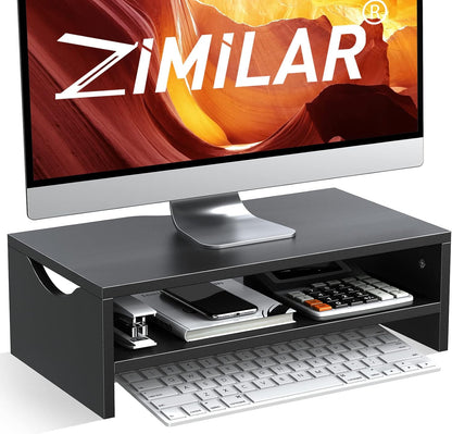Zimilar Monitor Stand Riser, 2 Tiers Laptop Computer Monitor Riser for PC Screen, iMac, Desktop Wooden Screen Monitor Stand Riser with Storage for Home Office