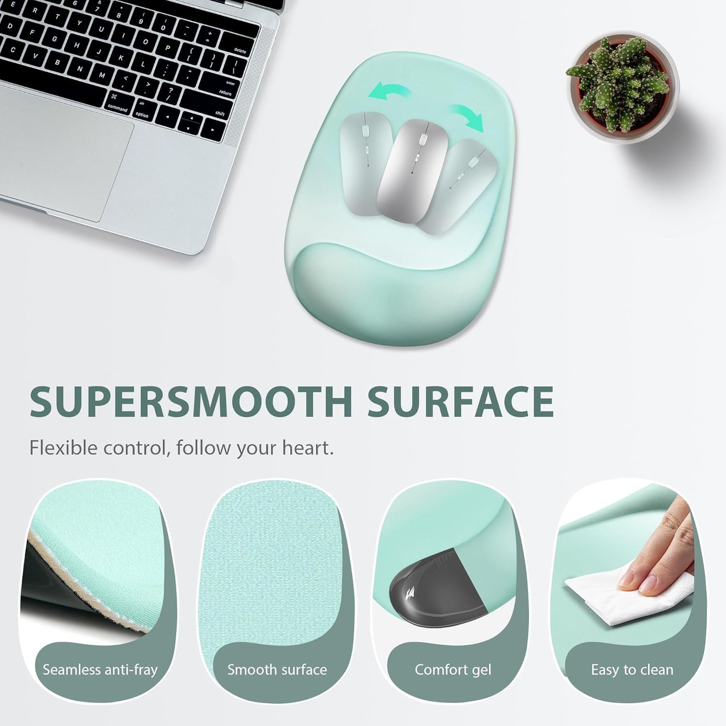 Ospelelf Wrist Rest for Keyboard and Mouse Ergonomic Mouse Pad with Wrist Support Memory Foam Wrist Rest for Computer Keyboard,3-in-1 Gel Mouse and Keyboard Pad for Office Geometry Green