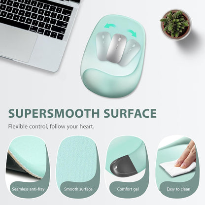 Ospelelf Wrist Rest for Keyboard and Mouse Ergonomic Mouse Pad with Wrist Support Memory Foam Wrist Rest for Computer Keyboard,3-in-1 Gel Mouse and Keyboard Pad for Office Geometry Green