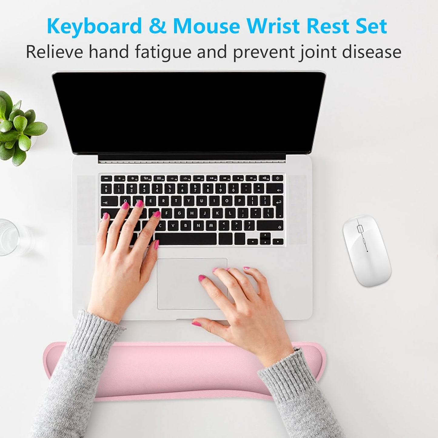 Dapesuom Enlarge Keyboard Wrist Rest, Cute Memory Foam Keyboard Wrist Cushion for Computer Desk Mats Support, Typing Pain Relief Ergonomic Mouse Pad Rests with Non-Slip Base for Gaming, Laptop, Purple