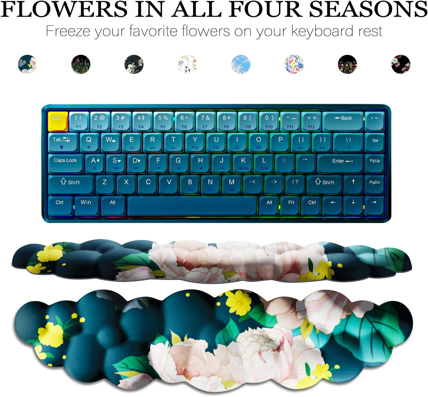 JIKIOU Upgrade Leather Cloud Keyboard Wrist Rest, Cloud Wrist Rest with Non-Slip PU Base, Comfortable Memory Foam Wrist Rest for Computer Laptop Mac Gaming Office and Pain Relief Christmas Wish Gift