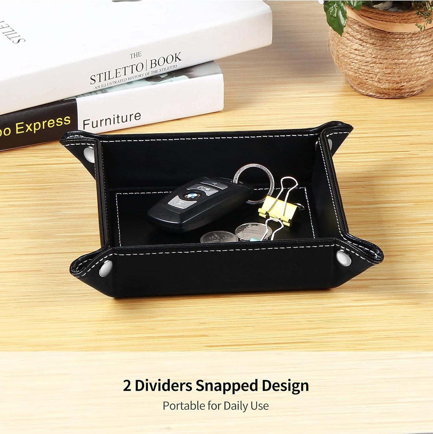 YAPISHI Key Dish Bowl for Men, Entryway Catchall Holder Bedside Table Valet Tray for Pocket Stuff, PU Leather Nightstand Organizer for Dice/Coins/Wallet/Watch/Rings/Sunglasses, Dresser/Coffee Table