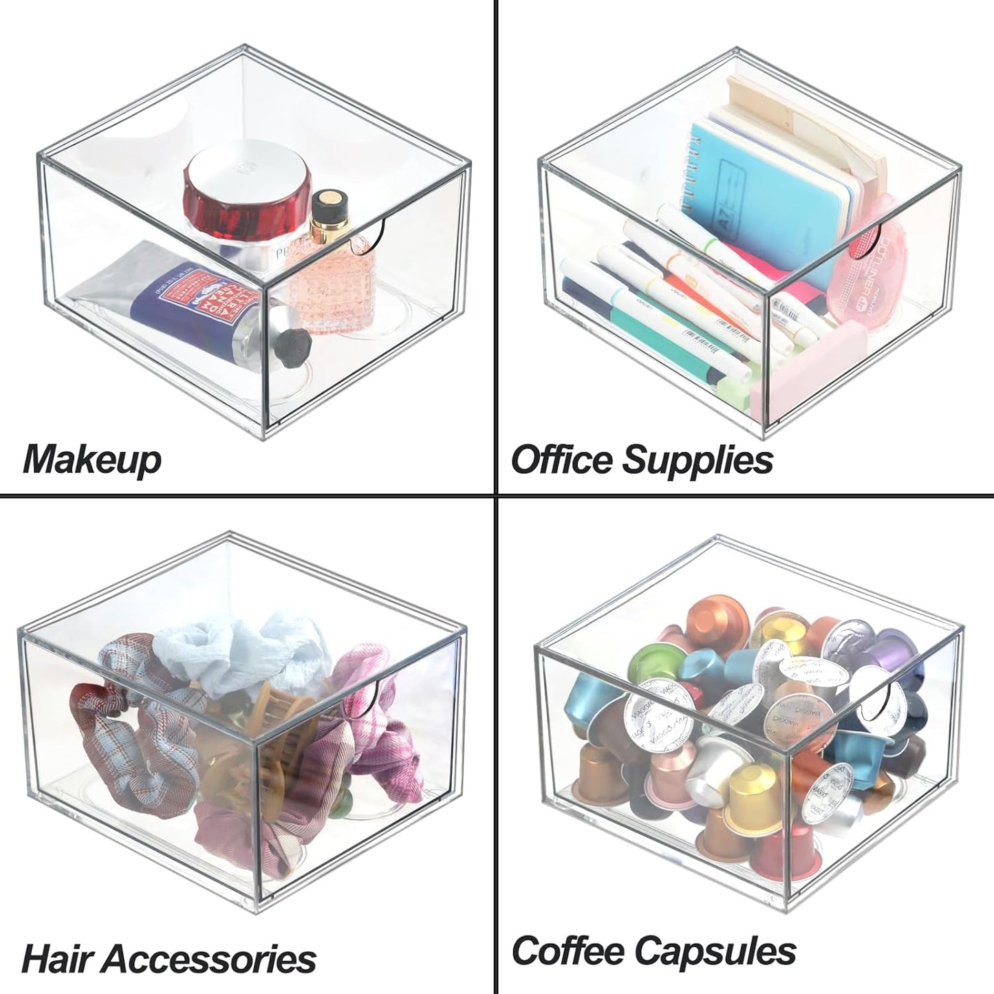 Acrylic Makeup Organizer, 10 Drawers Clear Storage Organizer Desktop Stackable Storage Drawers, Plastic Organizer Bins for Makeup, Stationery, Cosmetics, Vanity, Bathroom,Cabinet,Pantry Office Desk