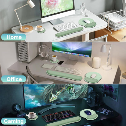 Mouse Pad with Wrist Rest Set, Qomolama 3-in-1 Wrist Support Mouse Pad Set, Floral Gaming Mousepad with Anti-Skid Base,Ergonomic Mouse Pad,Memory Foam Keyboard Gel Wrists Rest