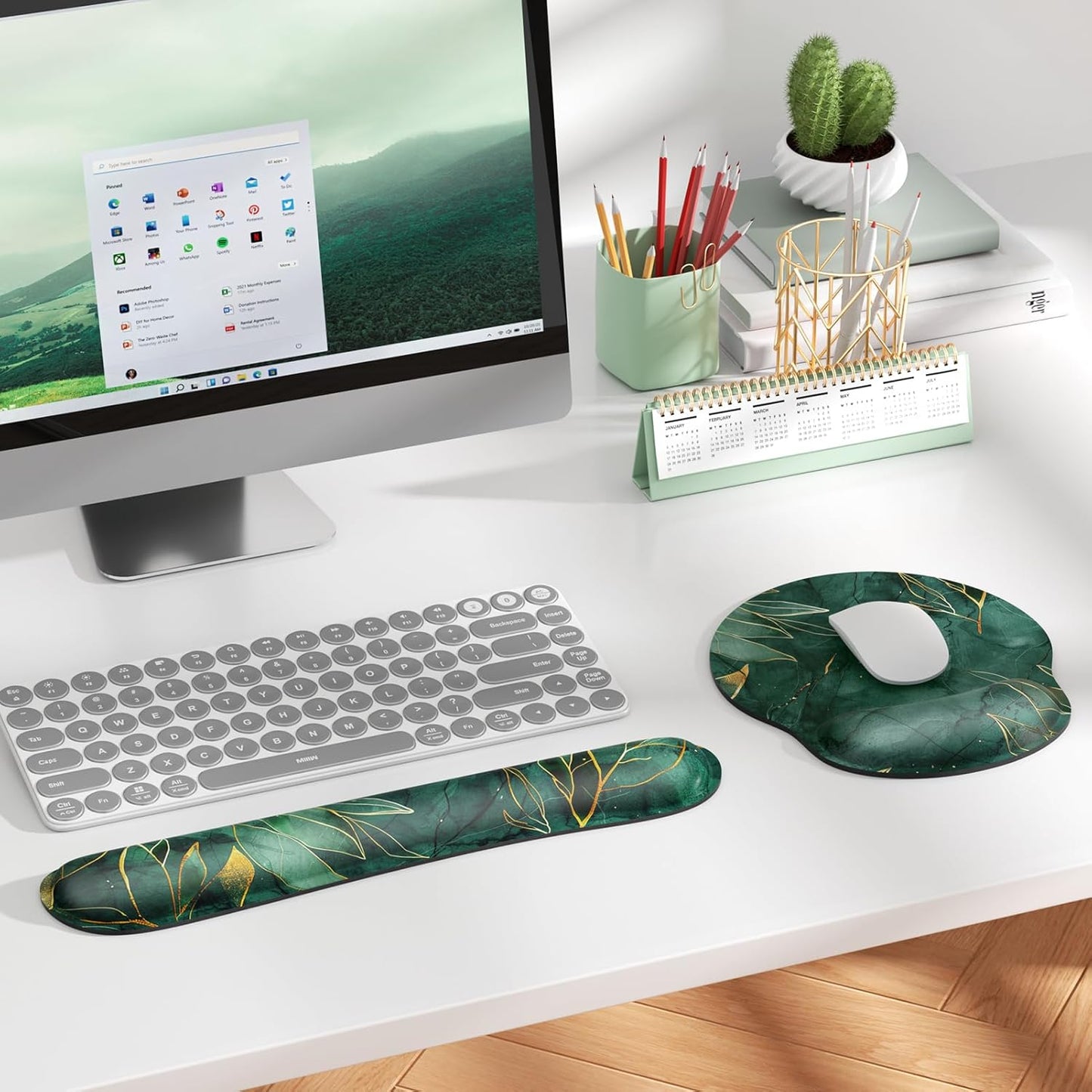 KTRIO Ergonomic Keyboard Wrist Rest and Mouse Pad with Wrist Rest Set, Memory Foam Wrist Support for Typing, Gaming, Office and Home Use, Black