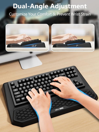 2-in-1 Ergonomic Keyboard Stand with Wrist Rest, Comfy Keyboard Riser Holder with Massage Design, Black