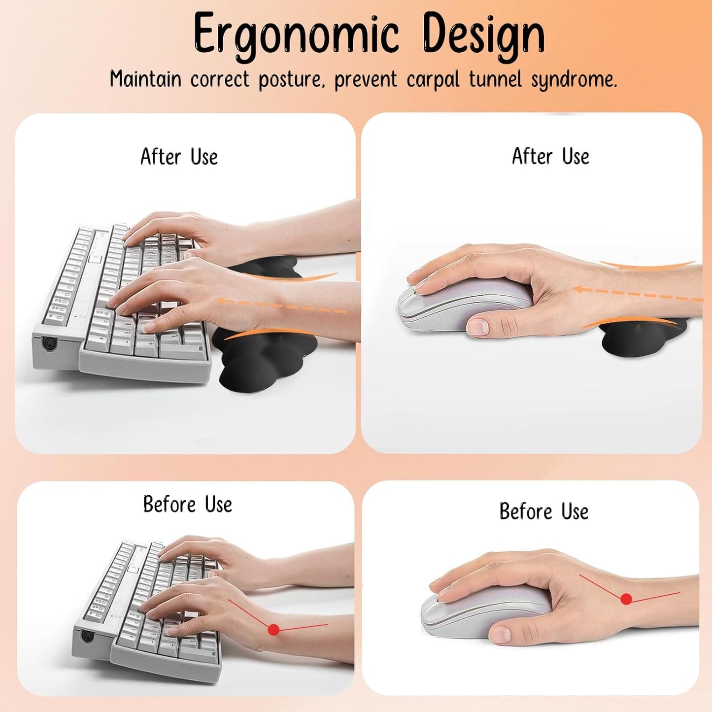 Keyboard Wrist Rest Mouse Wrist Support Set, Cloud Keybroad Wrist Rest Pad with Non-Slip PU Base, Memory Foam Wrist Rest for Pain Relief Computer Laptop Gaming Home Office, White