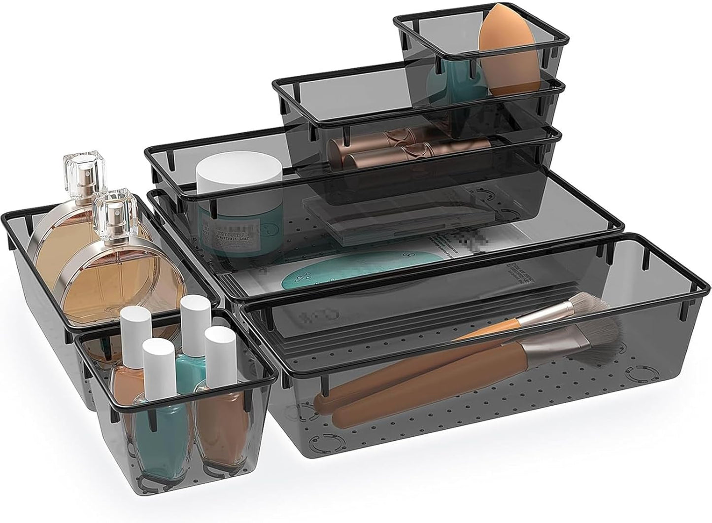 StorMiracle 28 PCS Clear Plastic Drawer Organizers Set, 4 Size Desk Drawer Organizer Trays for Makeup, Jewelry, Kitchen Utensils, Gadgets and Office Accessories