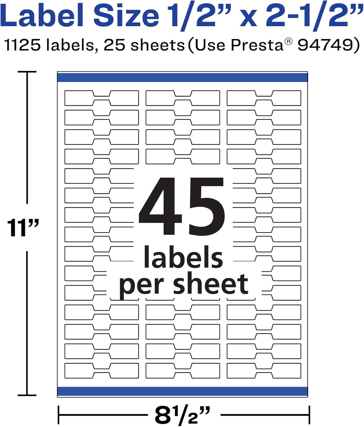 Avery Matte White Barbell Labels, Sure Feed Technology, 0.5" x 2.5", 1,125 White Labels, Permanent Adhesive, Laser/Inkjet Printable