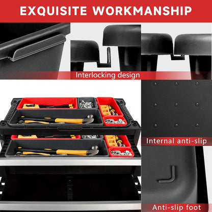 [60 PCS Upgraded] FLYVOLE Tool Box Organizer Tray, Toolbox Desk Drawer Organizer, Tool Box Tray, Toolbox Organization Storage for Rolling Tool Chest (60 PCS)
