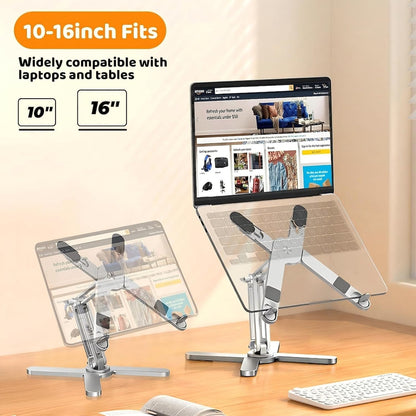Moallia Laptop Stand with 360 Rotating Base, Computer Notebook Laptop Riser Metal Holder for Desk Collaborative Work, Fully Foldable for Easy Storage, Fits All MacBook, Laptops up to 16 inches