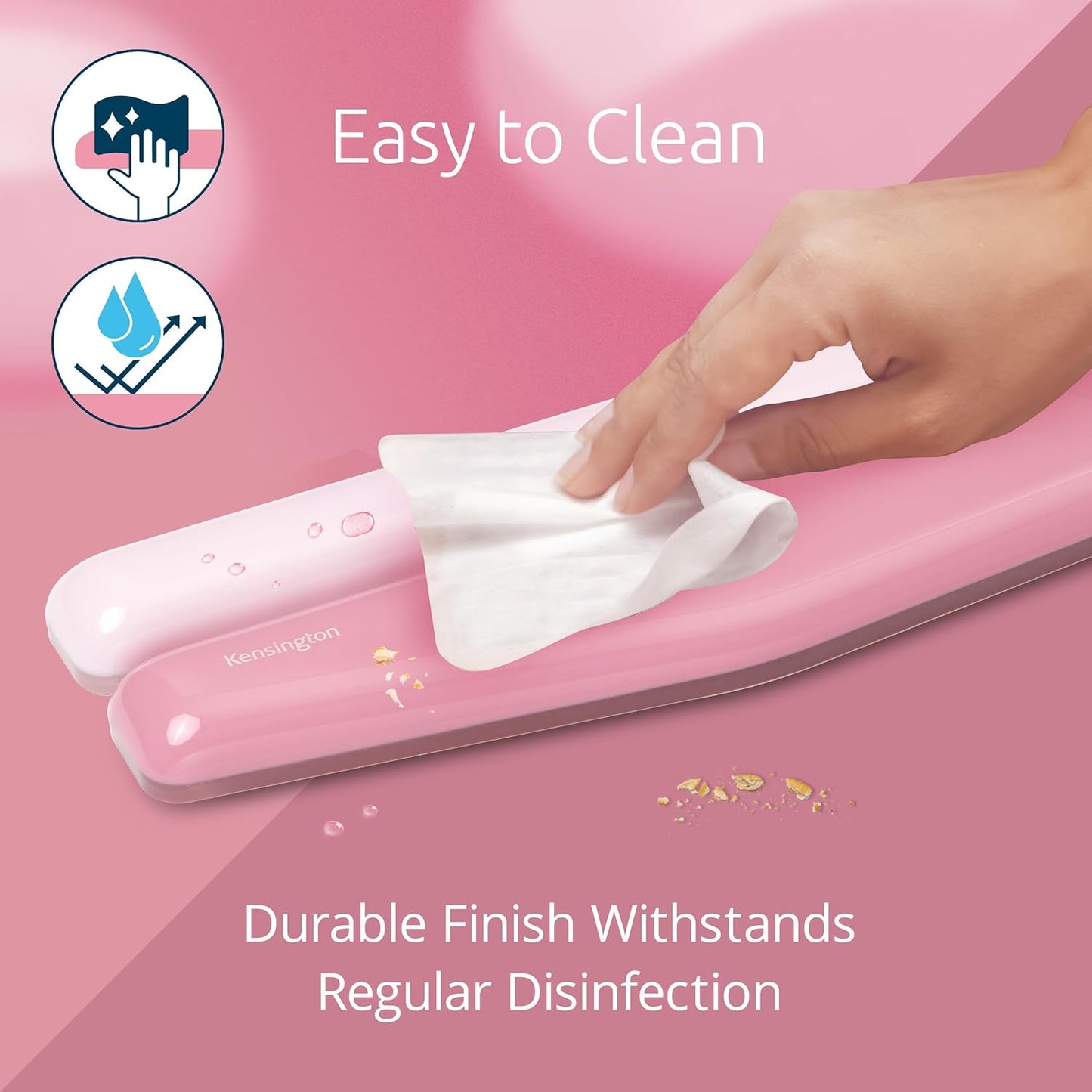 Kensington Duo Gel Loop Wrist Rest for Keyboard, Wrist Pad for Full Size Keyboard, Ergonomic Wrist Pad, Non-Skid Computer Pad with Wrist Support, Pink K62679WW, 17.7" x 3.7"x 0.9”