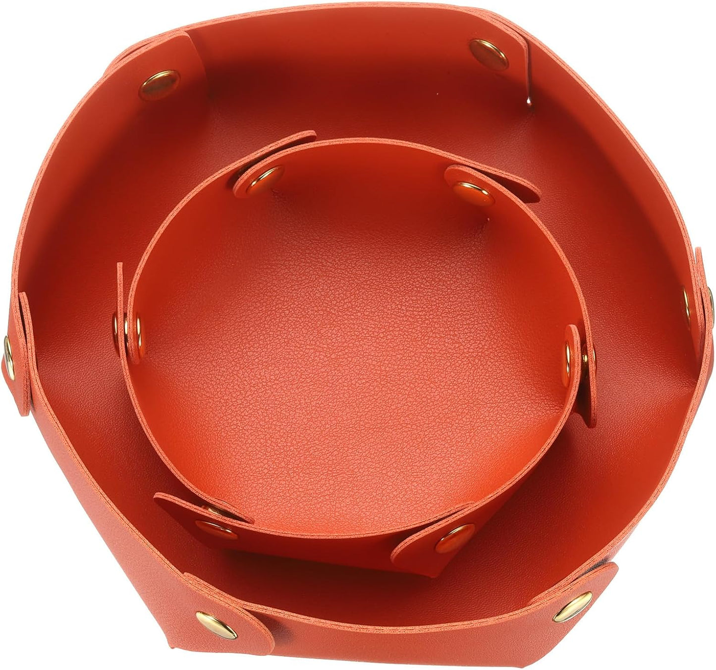 uxcell 2 Pcs Valet Tray for Women and Men, PU Leather Jewelry Tray Entryway Table Bedside Nightstand Catchall Storage Organizer for Jewelry Key Coin Watch Wallet (2 Size, Pink)