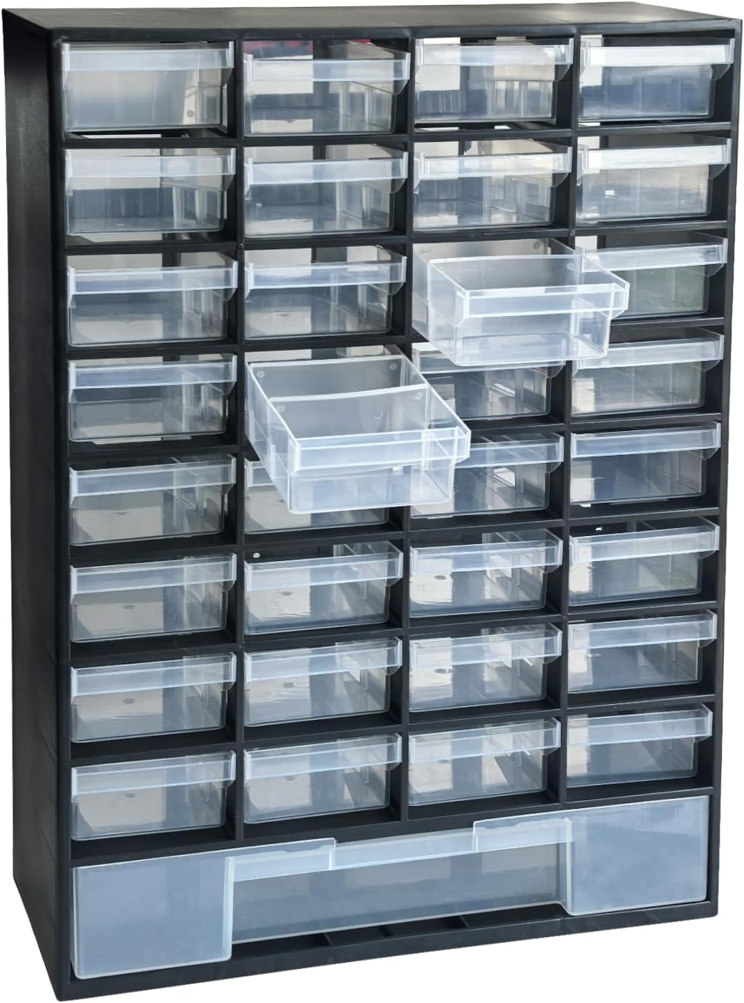 33 Drawer Plastic Small Parts Organizer, Storage Bin with Drawers for Hardware, Parts, Crafts, Beads, 11.8 x 16.1 x 5.2 Inches (Black)