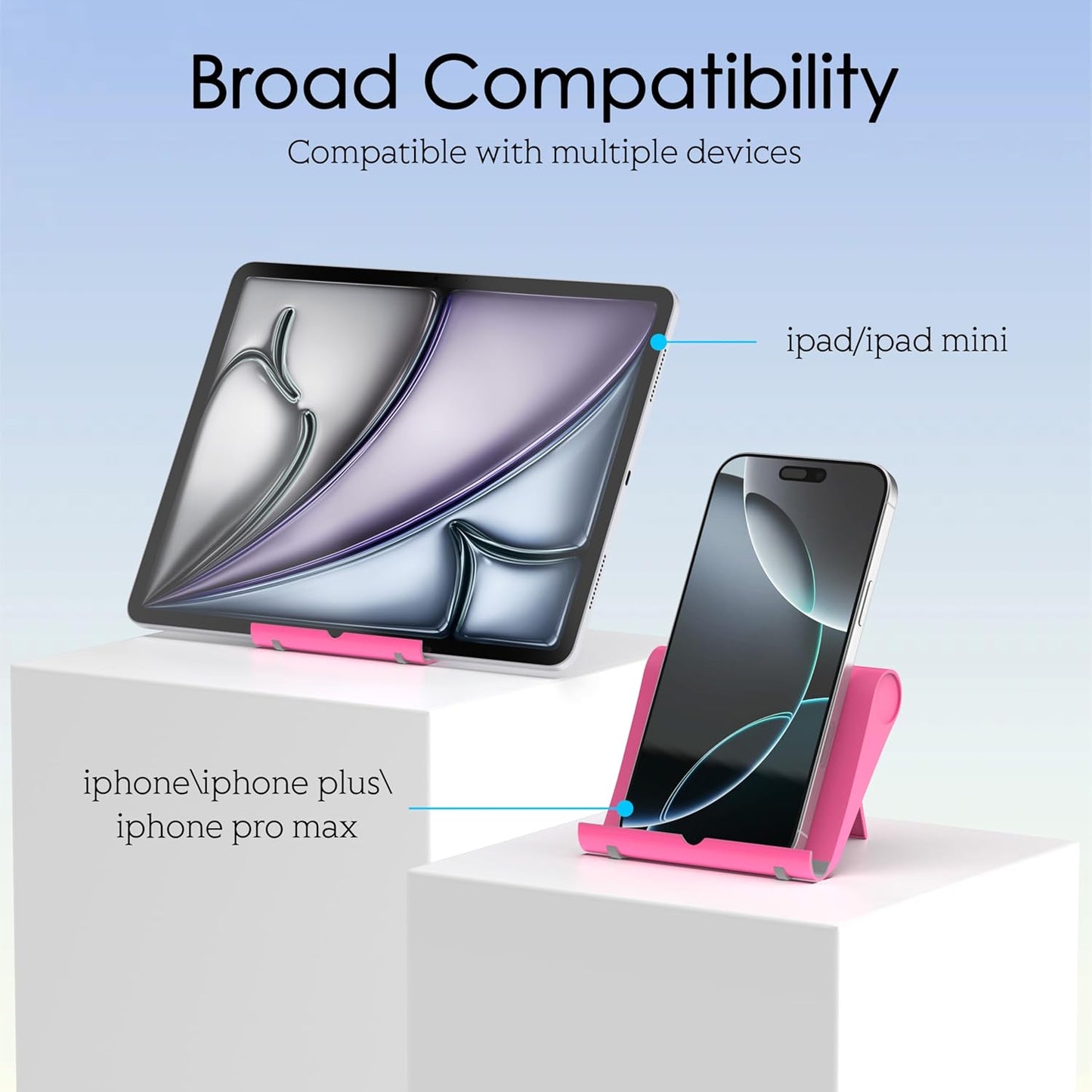 Cell Phone Stand for Desk, Foldable and Adjustable Multi-Angle Holder Dock, Universal Compatibility for Most Phone and Tablet, Portable and Sturdy Design for Office and Home (Pink)