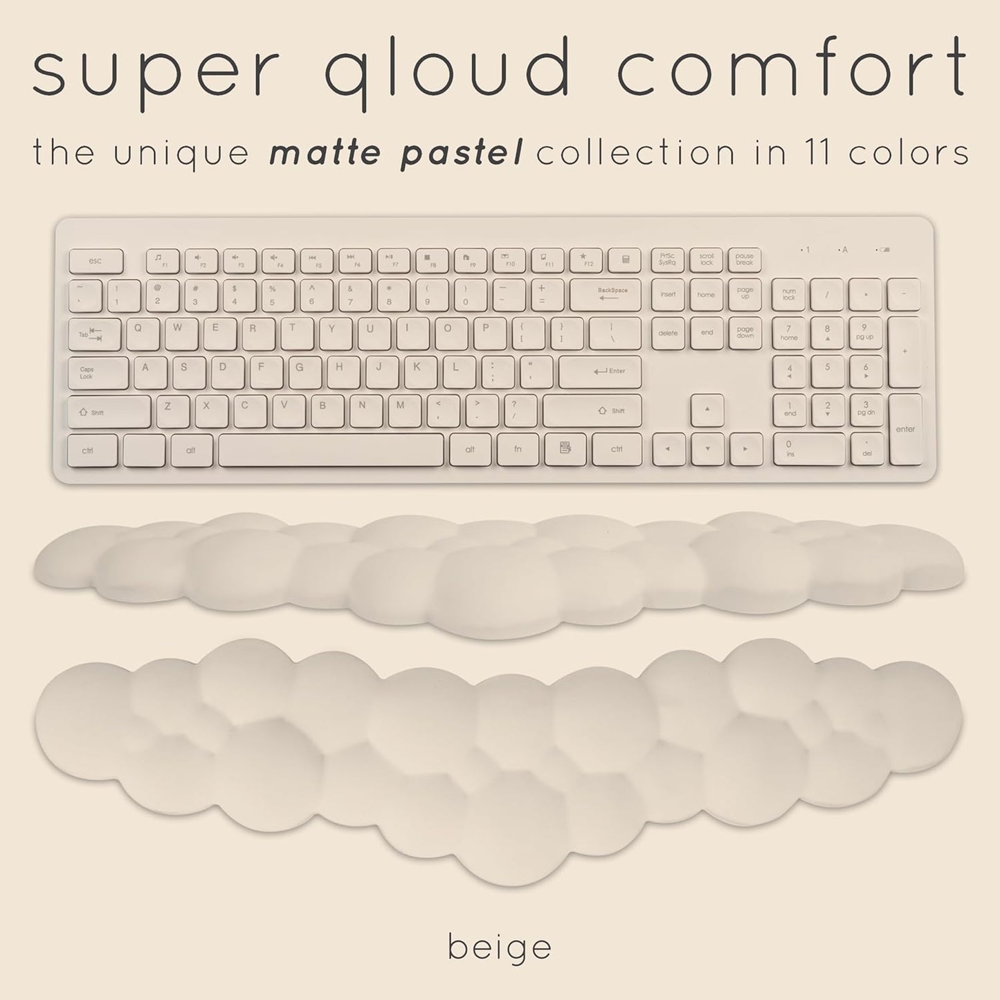 Cloud Keyboard Wrist Rest – Create-ables Qloud Cloud Wrist Rest for Computer Keyboard and Mouse, Ergonomic Memory Foam Wrist Pad with Non-Slip Base, Includes Cloud Mouse Pad – White