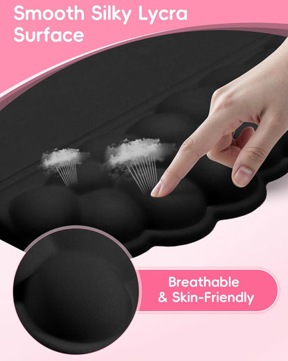 Cloud Wrist Rest Set for Keyboard and Mouse, Ergonomic Memory Foam Wrist Support & Adjustable Keyboard Stand with Two Typing Angles, Silky Lycra Surface, Non-Slip Base (White)