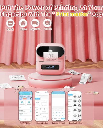Phomemo Label Maker,M220 Label Printer,3 Inch Bluetooth Thermal Label Maker Machine with 6000+ Icons,700+ Templates,400+ Fonts,for Kids School Items,Small Business,Large Sticker