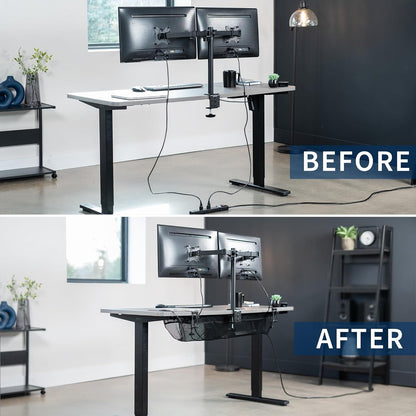 VIVO No Drill Clamp-on 36 inch Mesh Net Under Desk Cable Management Wire Organizer, Adjustable Home Office Standing Desk Cord Storage Sleeve, Black, DESK-AC36MH