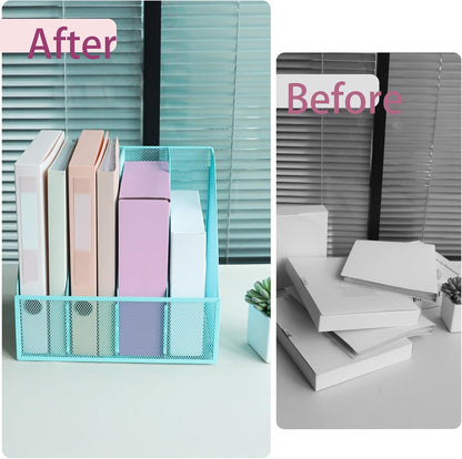 Desk Organizers, Metal Magazine File Holder with 5 Vertical Compartments Rack Binder File Organizer for Office Supplies, Home Workspace - Black