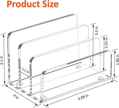 FUCDTEFC Desk Mail Organizer, 2 Section Clear Acrylic File Holder Letter Organizer, Vertical Lightweight Modern Envelope Holder Desk Accessories & Workspace Organizers for Office, Home, School