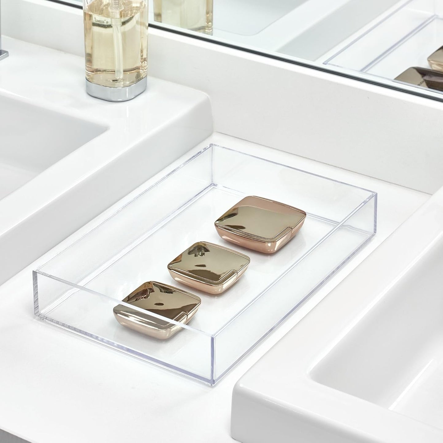 iDesign Makeup Drawer Organizer Tray for Vanity or Bathroom Countertop - Set of 2 - Clear