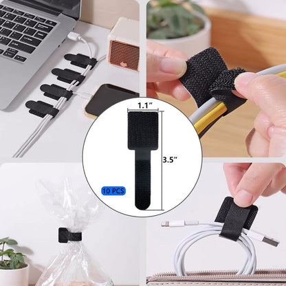 ELII 327 PCS Cable Management Kit 4 Cable Cable Sleeves,65 Cable Clips with 13Cord Holders,25 Roll Cable Organizer Straps,200 Fastening Cable Ties,20 Cable Zip Tie Mounts for Computer (Black)