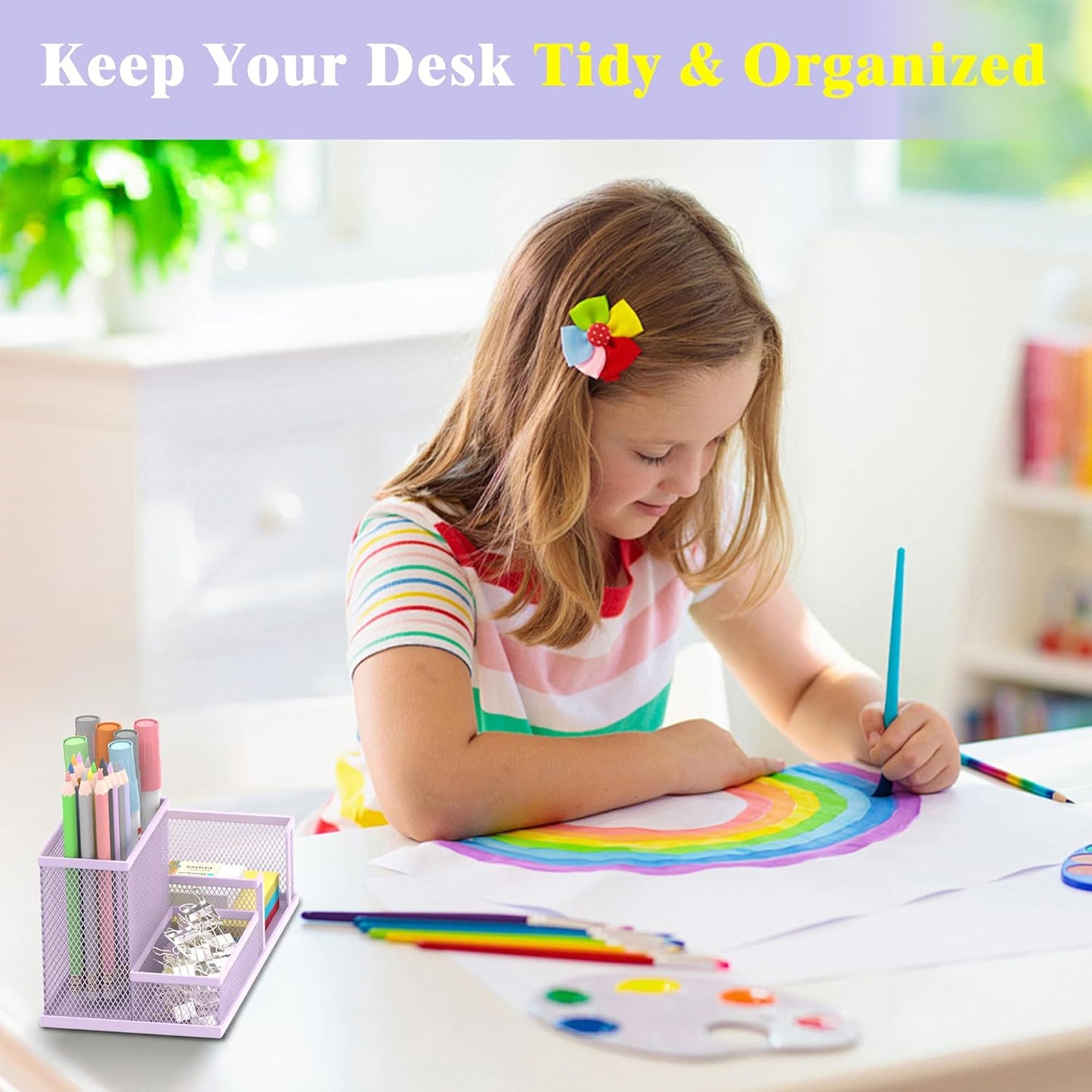 SUPEASY Pen Holder Desk Organizer, Office Supplies Pencil Holder with 3 Compartments, Desk Accessories and Workspace Organizers for Home School Classroom, Black