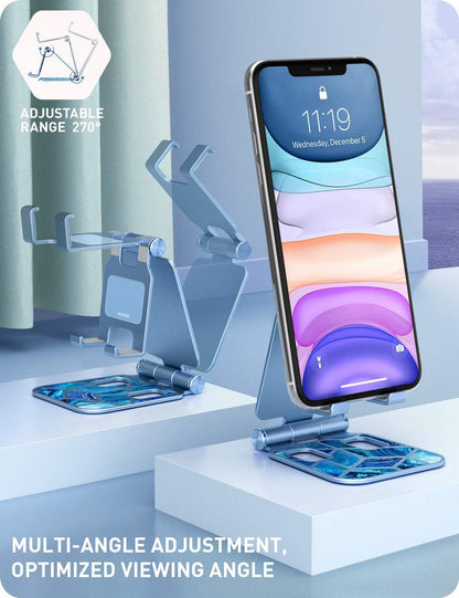 i-Blason Cell Phone Stand for Desk, Cell Phone Holder, Fits All Smart Phones, iPhone 16 15 14 13 Pro Max, Foldable Phone Stand Holder, Marble
