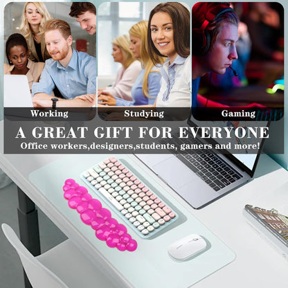 Gel Cloud Keyboard and Mouse Wrist Rest, Cute Wrist Support and Arm Support Keyboard Rest for Keyboard and Mouse Typing Pain Relief，Suitable for Office/Computer/Laptop/Gaming (Pink)