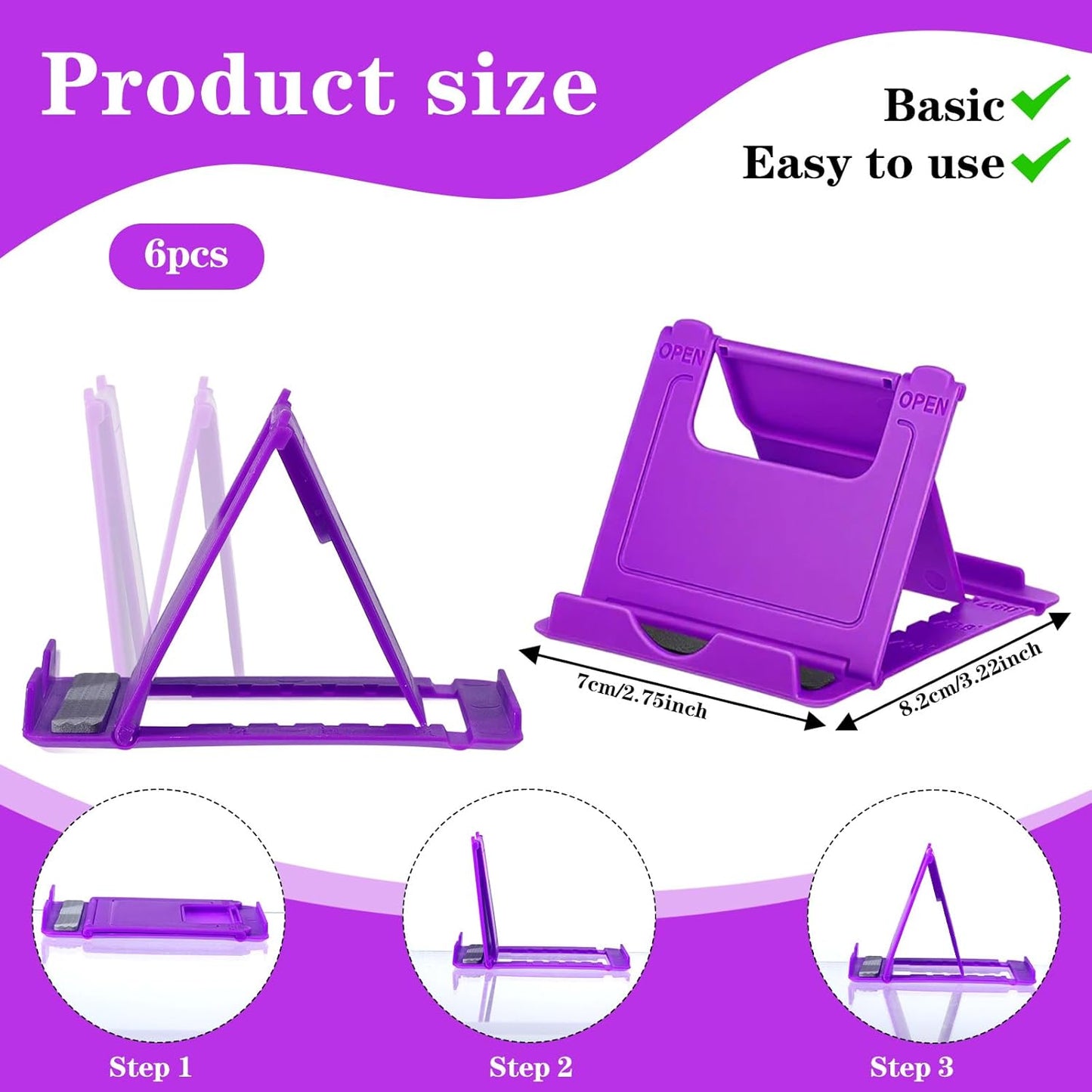 SynHHergyx Cell Phone Stand for Desk, 6 Pcs Colorful Foldable Phone Stand Portable Universal Adjustable Cellphone Holder Compatible for Most Mobile Phones Tablet