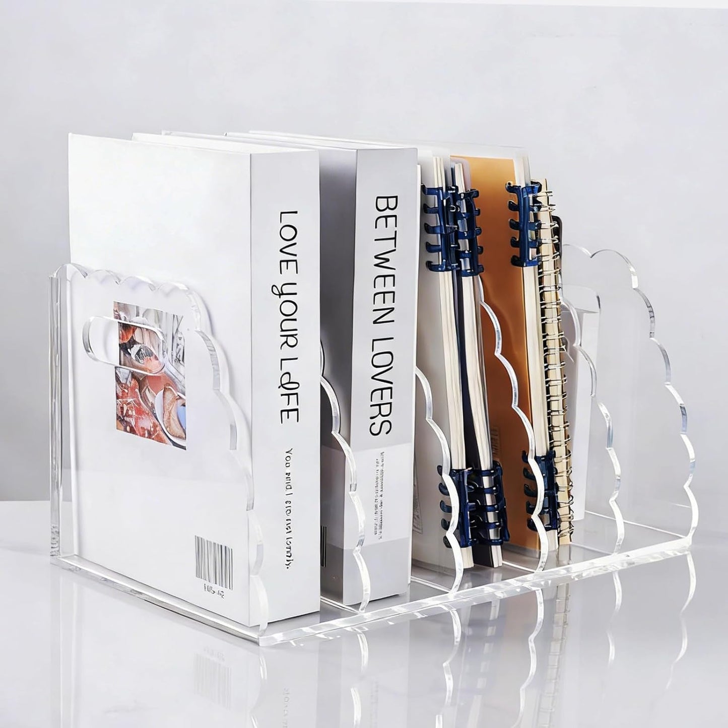 Adevar Clear Acrylic Magazine File Holder 4 Vertical Magazine File Organizer Binder Book Holder for Desk Acrylic Desk Organizer Clear Office Racks & Displays for Office Home Classroom