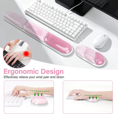 MOSISO Gel Keyboard Wrist Rest&Wrist Support for Mouse, Streamlined Ergonomic Soft Cooling Gel Mousepad Pain Relief Easy Typing Pad Non-Slip Computer Laptop Home/Office, Green