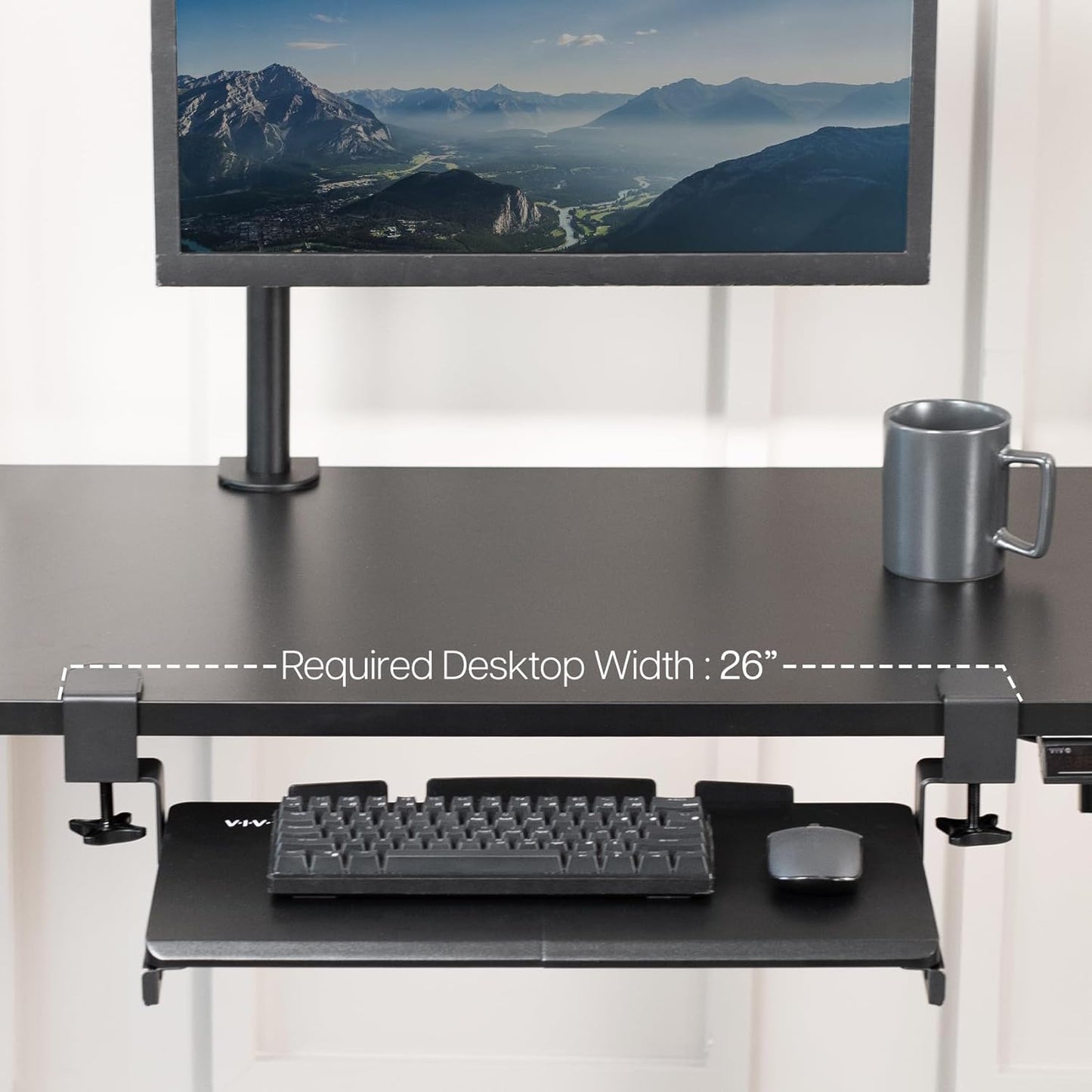 VIVO Large Clamp-on Computer Keyboard and Mouse Under Desk Slider Tray, 27 x 11 inch Pull Out Platform Drawer, White, MOUNT-KB05W